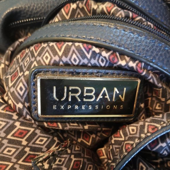 URBAN EXPRESSIONS Blue Tote Certified Vegan Purse - Picture 5 of 7